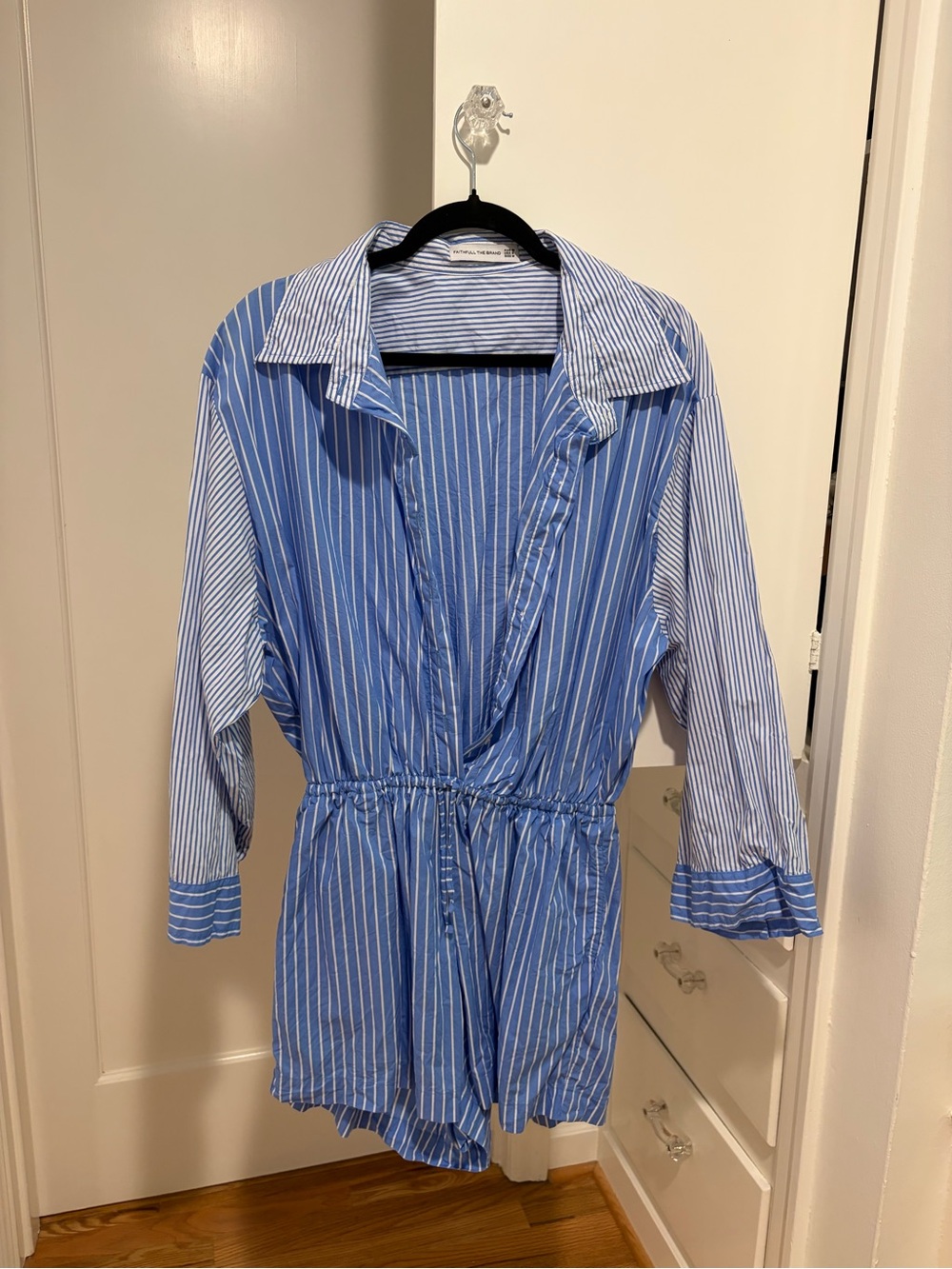 Faithfull the Brand Blue & White Striped One-Piece Romper